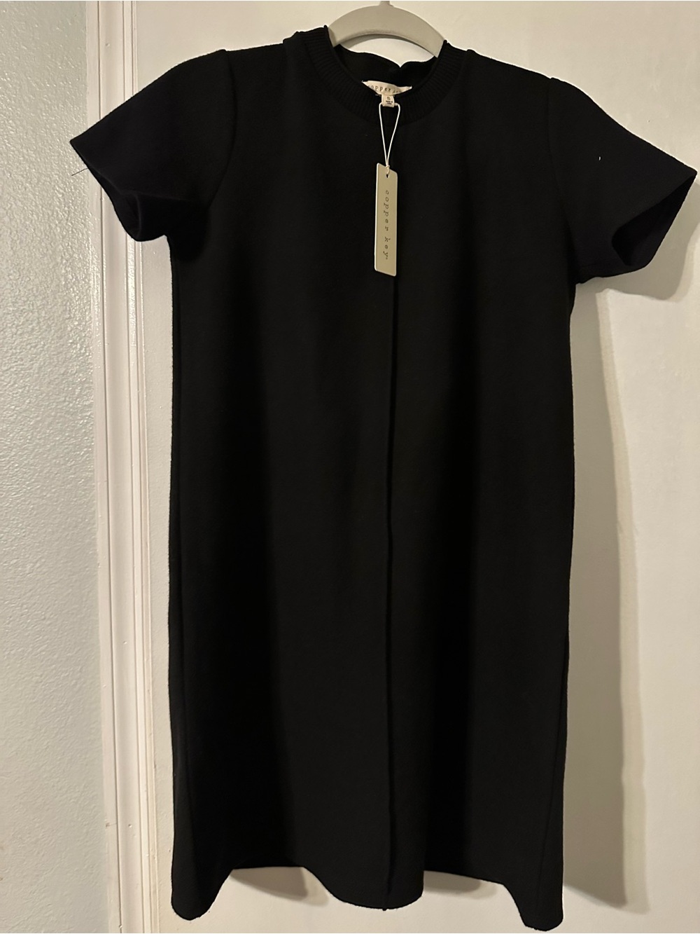 Copper Key Black Short-Sleeve Mini Shift Dress